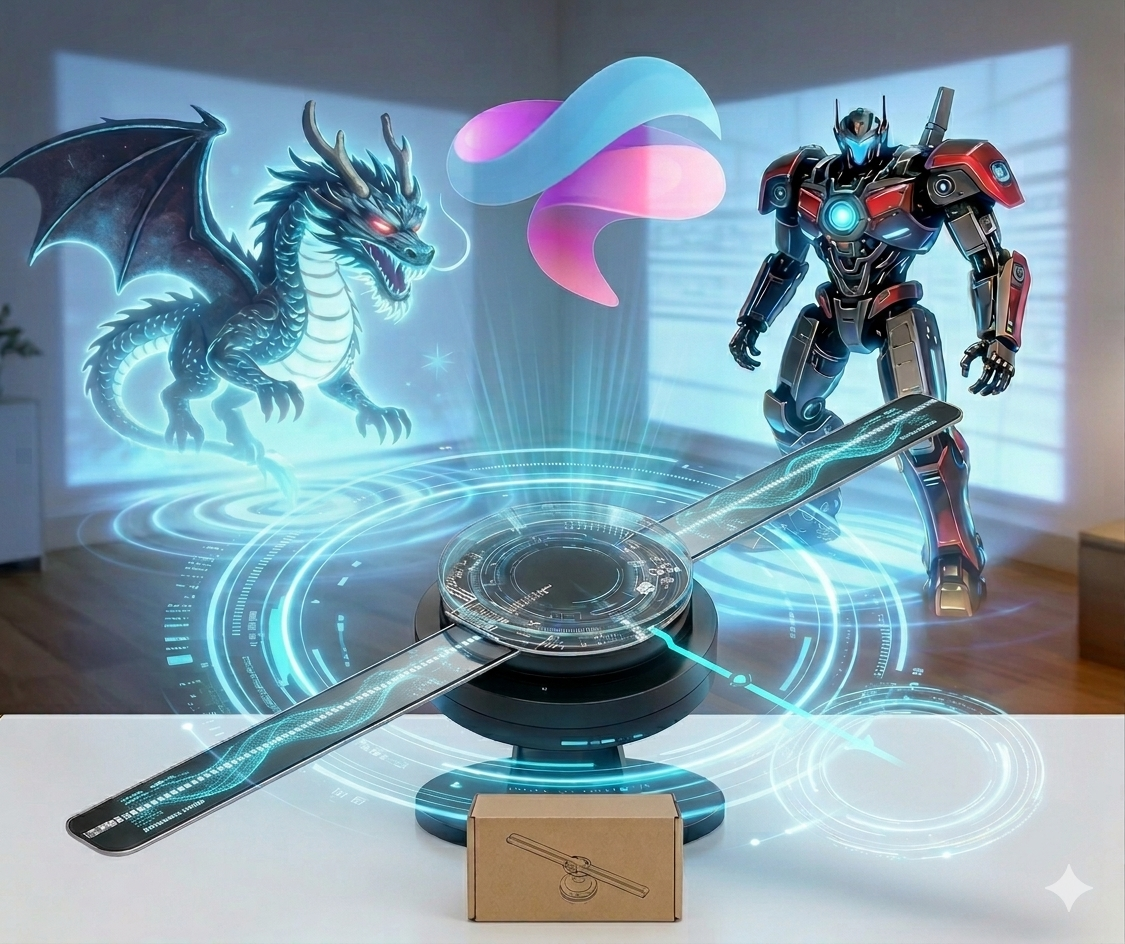 Holographic 3D LED Fan (Single Unit) – Spinning Floating Video Display (WiFi/App Control)